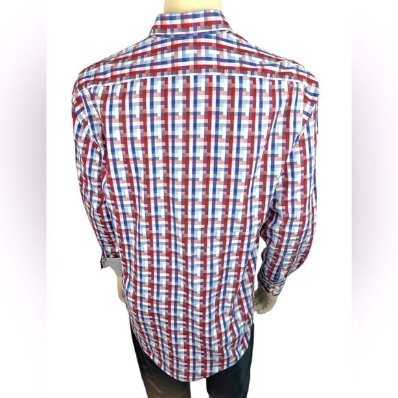 Stunning Thomas Dean Plaid L/S Casual Dress Shirt Like New Condition Size Large - Picture 2 of 9